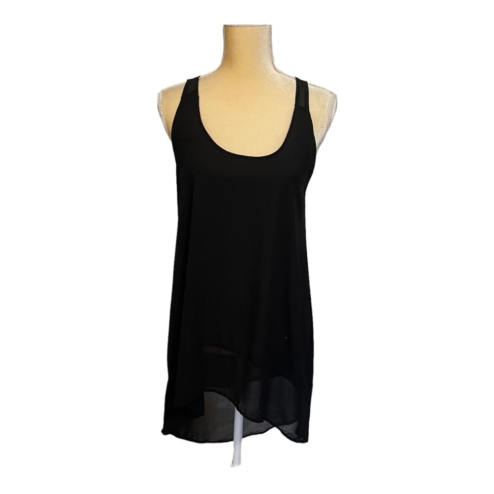 Lush black sleeveless high low blouse size Small